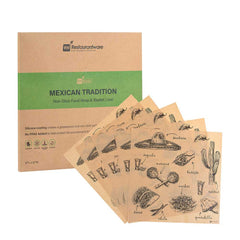 Chef 101 No PFAS Added Kraft Paper Taco Wrap and Chip Liner - Mexican Tradition, Greaseproof - 12