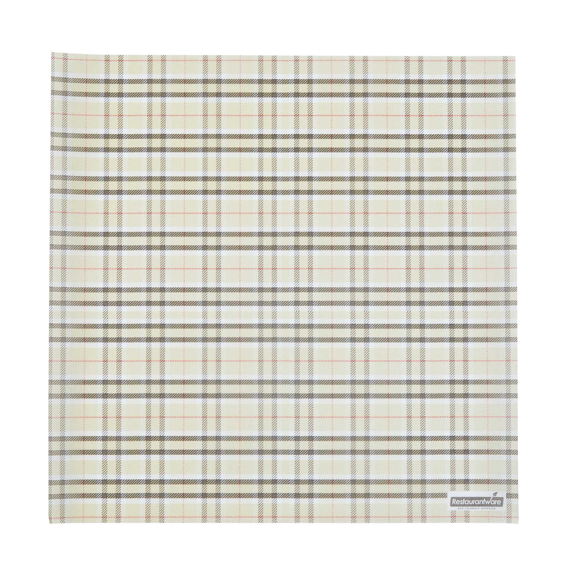 Chef 101 No PFAS Added Plaid Paper Bakery Wrap and Basket Liner - Greaseproof - 12" x 12" - 200 count box