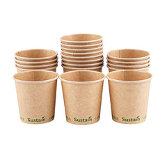 Sustain 4 oz Kraft Paper Coffee Cup - PLA Lining, Compostable, Single Wall - 2 1/2
