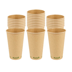 Sustain 16 oz Kraft Paper Coffee Cup - PLA Lining, Compostable, Single Wall - 3 1/2