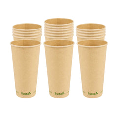 Sustain 20 oz Kraft Paper Coffee Cup - PLA Lining, Compostable, Single Wall - 3 1/2