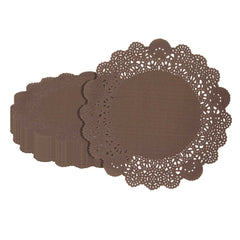 Pastry Tek Round Brown Paper Doilies - Lace - 8