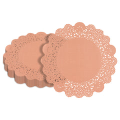 Pastry Tek Round Coral Paper Doilies - Lace - 8