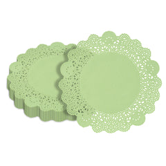 Pastry Tek Round Green Paper Doilies - Lace - 8