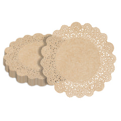 Pastry Tek Round Kraft Paper Doilies - Lace - 8