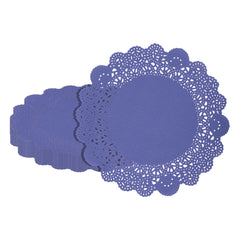 Pastry Tek Round Purple Paper Doilies - Lace - 8