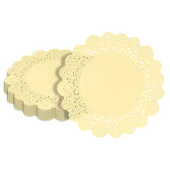 Pastry Tek Round Yellow Paper Doilies - Lace - 8