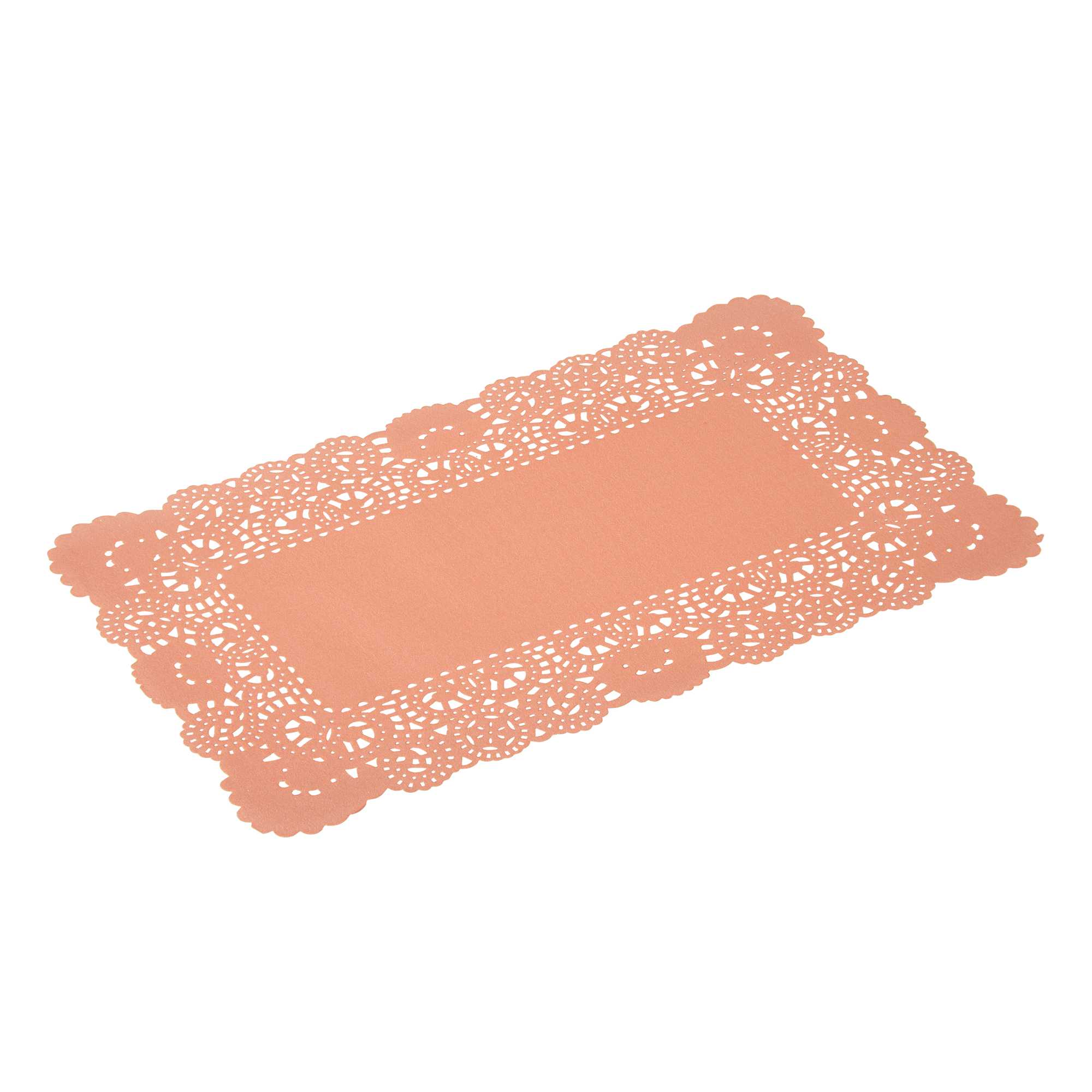 Pastry Tek Rectangle Coral Paper Doilies - Lace - 12" x 7" - 4000 count box