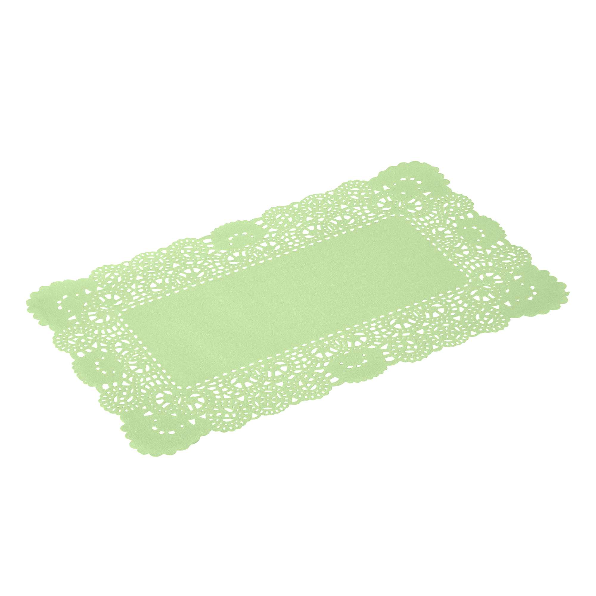 Pastry Tek Rectangle Green Paper Doilies - Lace - 12" x 7" - 4000 count box