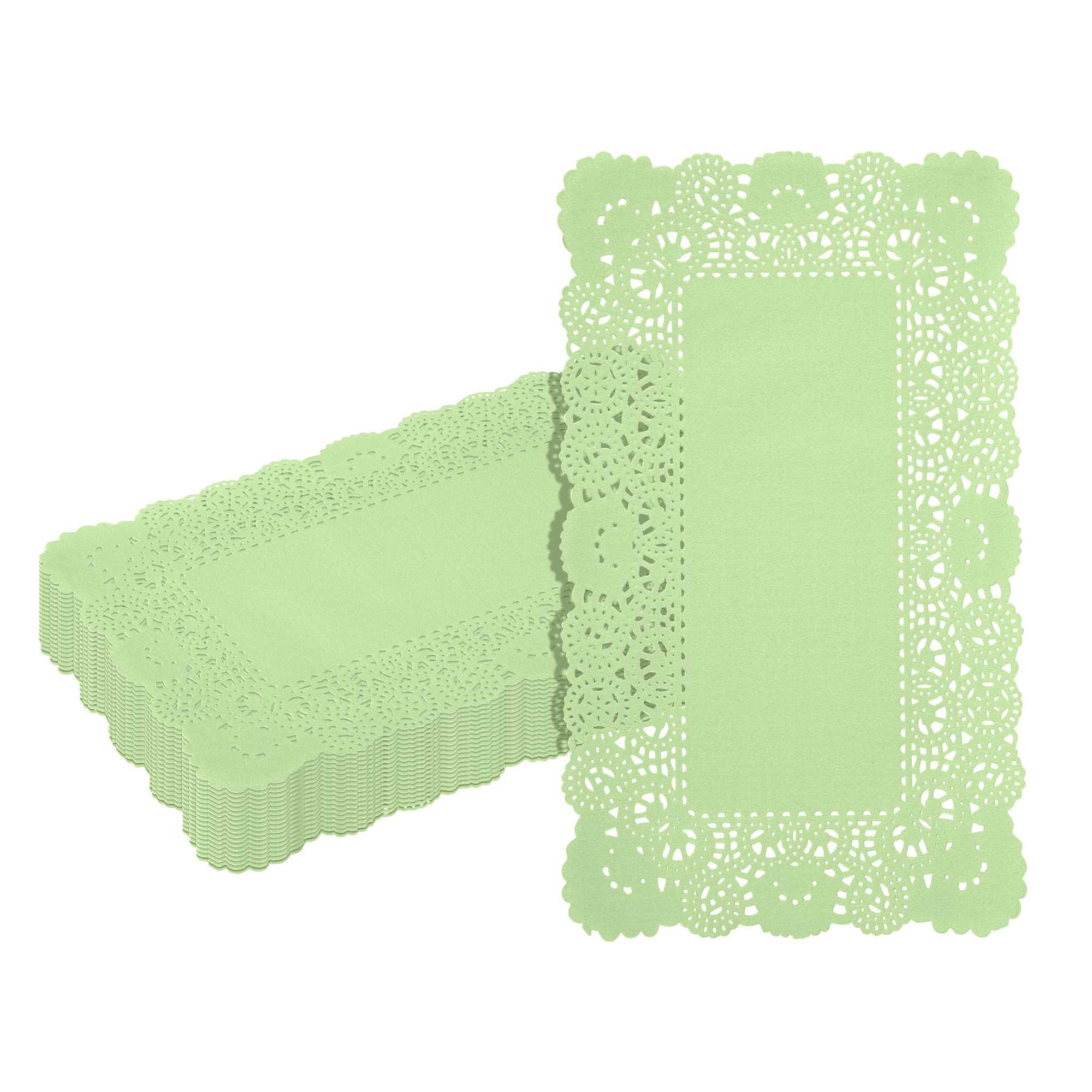 Pastry Tek Rectangle Green Paper Doilies - Lace - 12" x 7" - 4000 count box