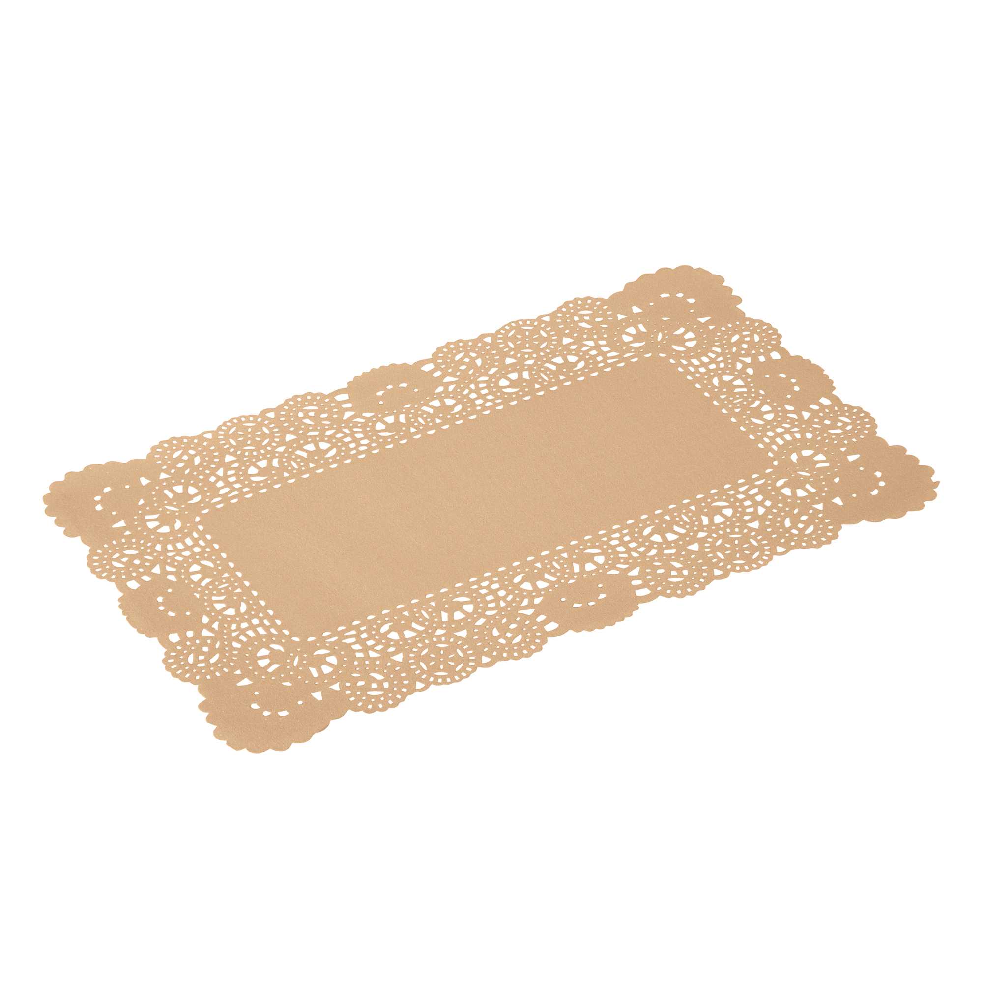 Pastry Tek Rectangle Kraft Paper Doilies - Lace - 12" x 7" - 4000 count box