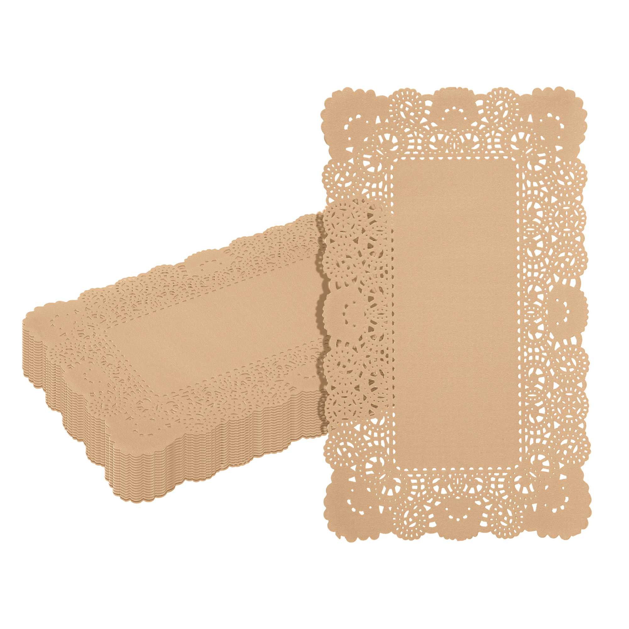 Pastry Tek Rectangle Kraft Paper Doilies - Lace - 12" x 7" - 4000 count box