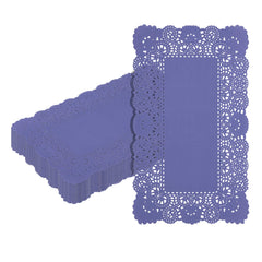 Pastry Tek Rectangle Purple Paper Doilies - Lace - 12