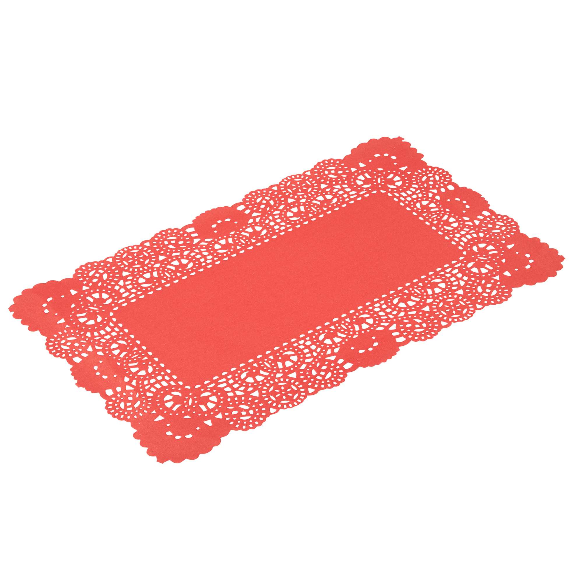 Pastry Tek Rectangle Red Paper Doilies - Lace - 12" x 7" - 100 count box
