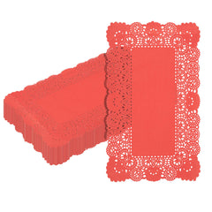 Pastry Tek Rectangle Red Paper Doilies - Lace - 12