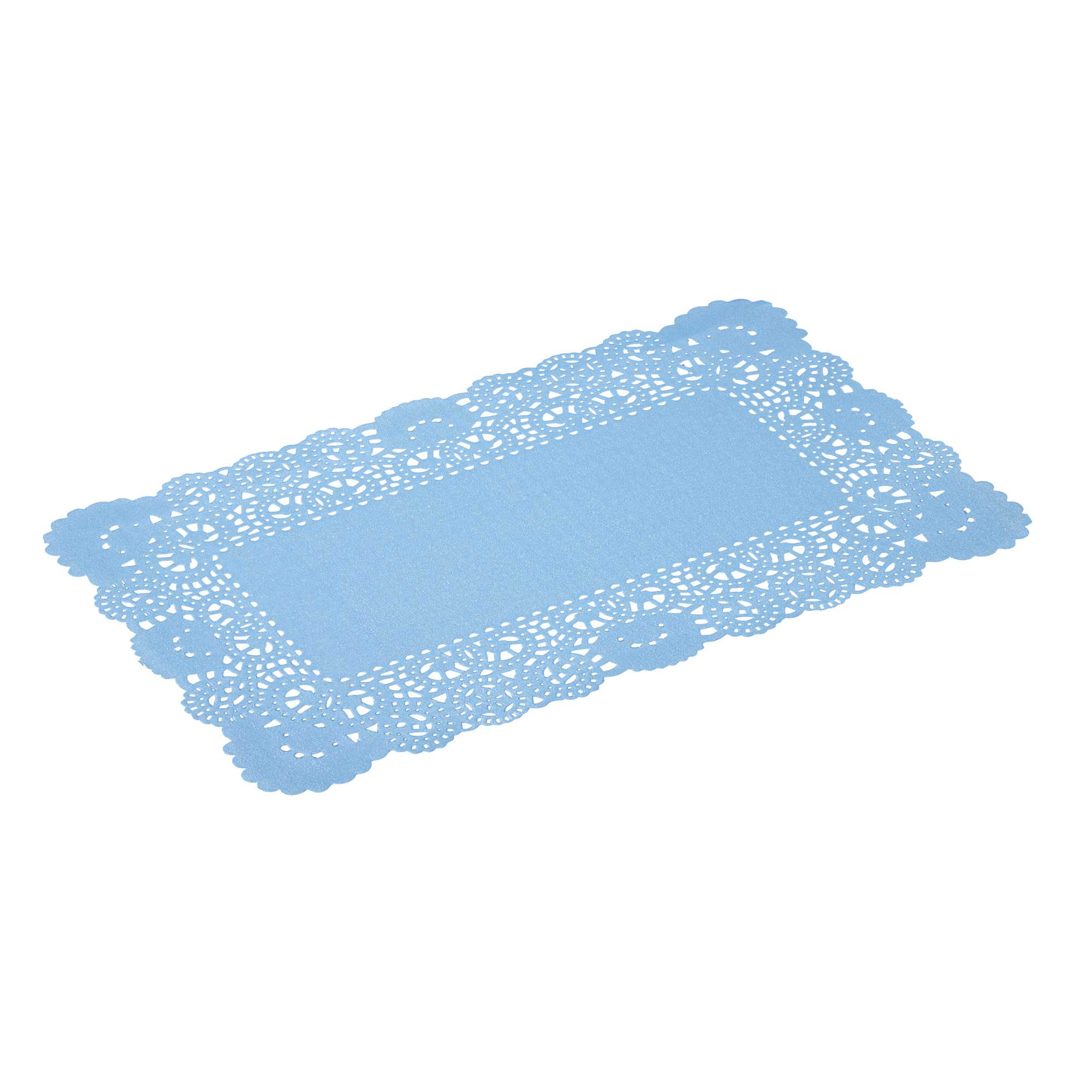 Pastry Tek Rectangle Sky Blue Paper Doilies - Lace - 12" x 7" - 4000 count box