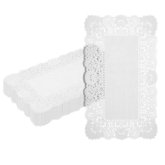 Pastry Tek Rectangle White Paper Doilies - Lace - 12