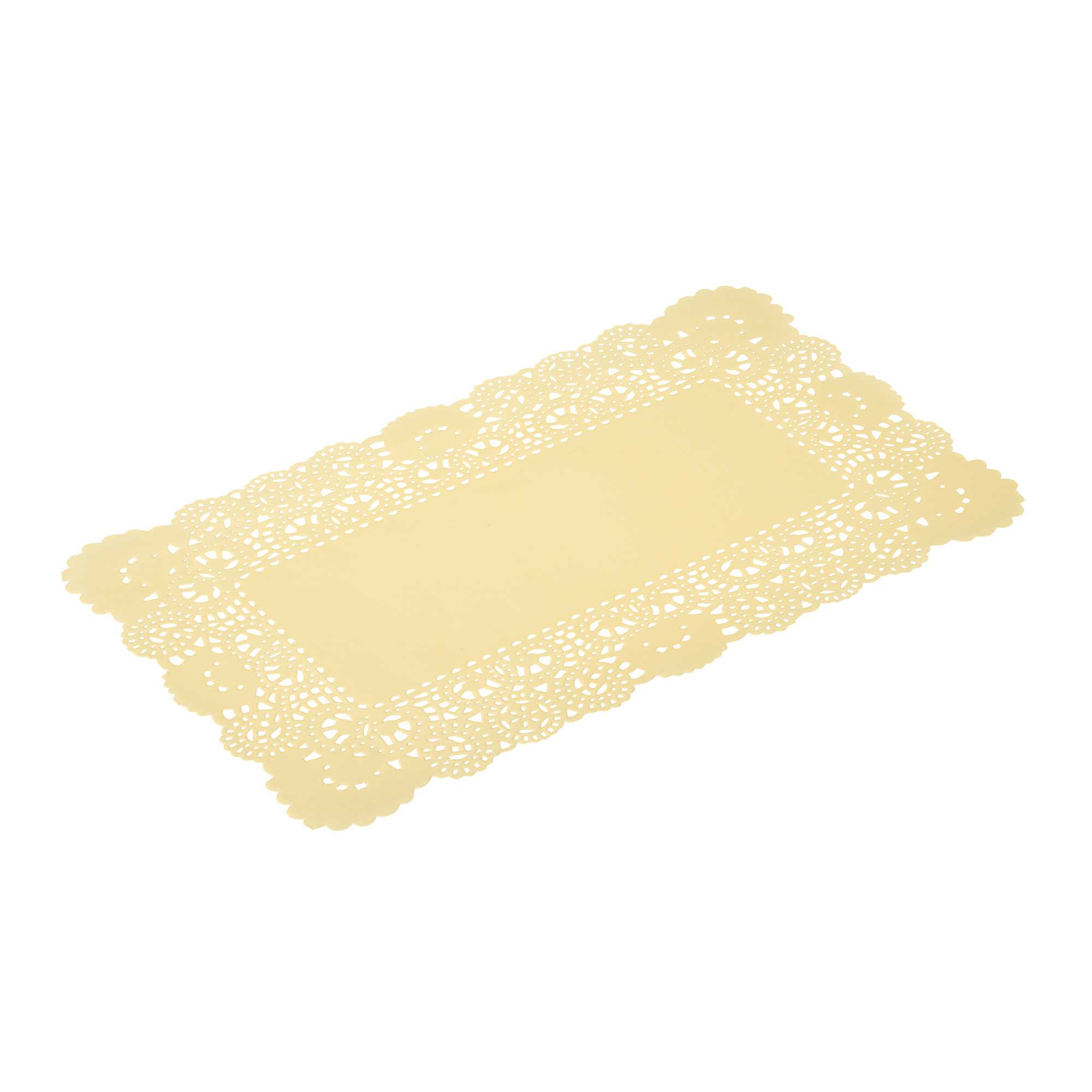Pastry Tek Rectangle Yellow Paper Doilies - Lace - 12" x 7" - 4000 count box