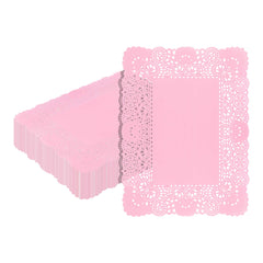 Pastry Tek Rectangle Pink Paper Doilies - Lace - 15 3/4