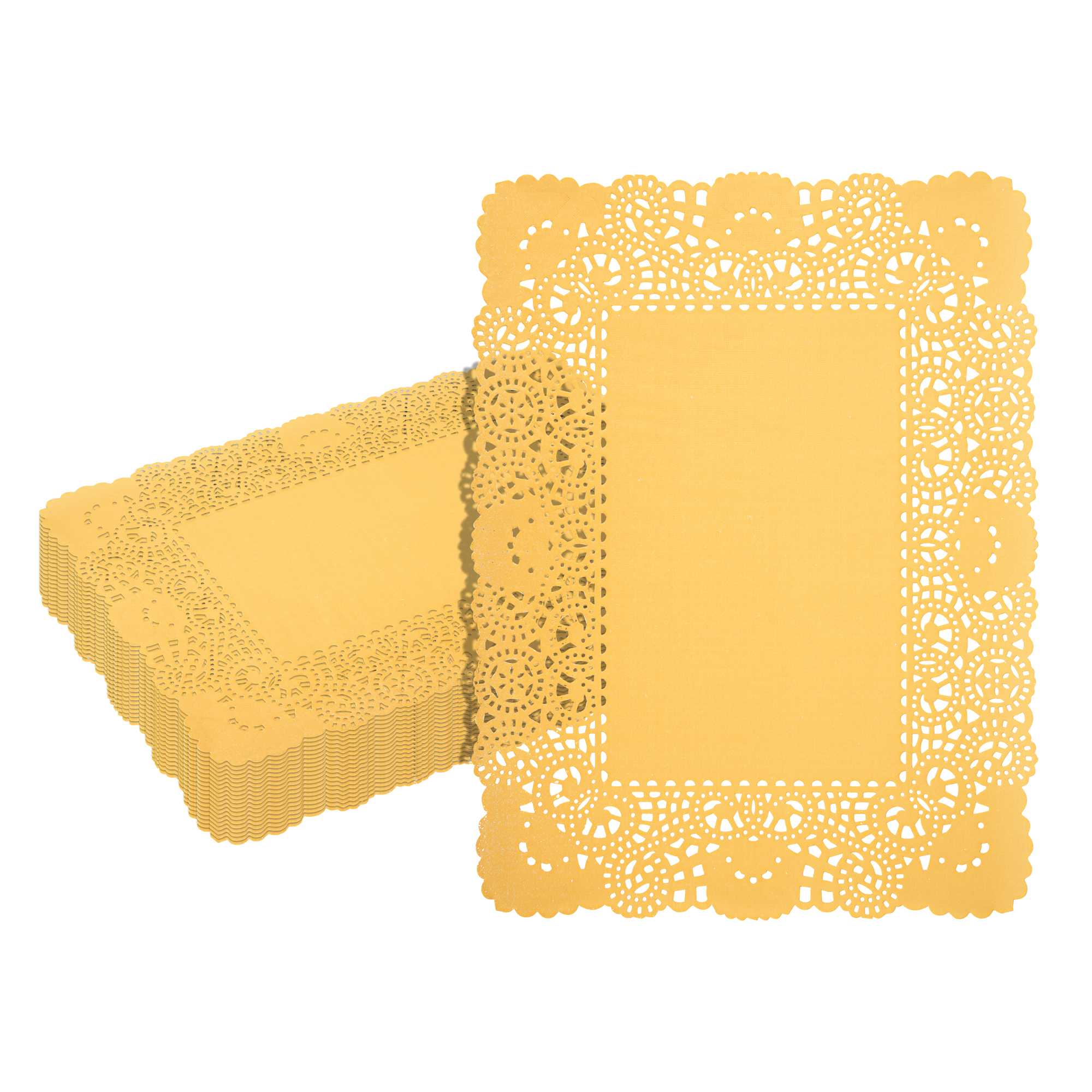 Pastry Tek Rectangle Orange Paper Doilies - Lace - 15 3/4" x 12" - 100 count box