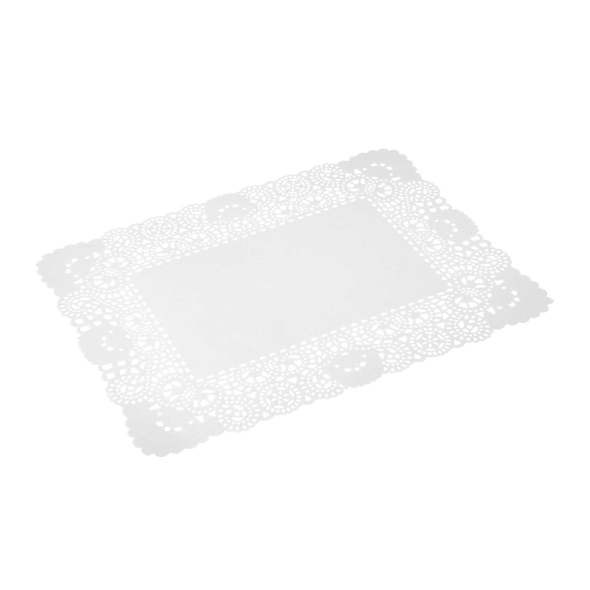 Pastry Tek Rectangle White Paper Doilies - Lace - 15 3/4" x 12" - 4000 count box