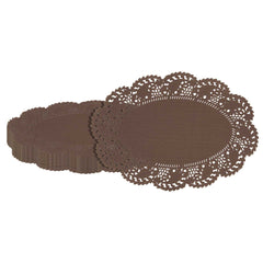 Pastry Tek Oval Brown Paper Doilies - Lace - 9