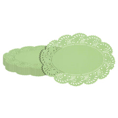 Pastry Tek Oval Green Paper Doilies - Lace - 9