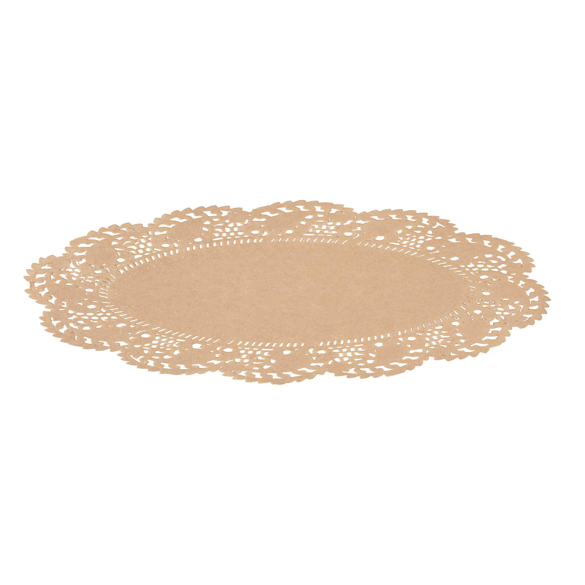 Pastry Tek Oval Kraft Paper Doilies - Lace - 9" x 6 1/2" - 100 count box