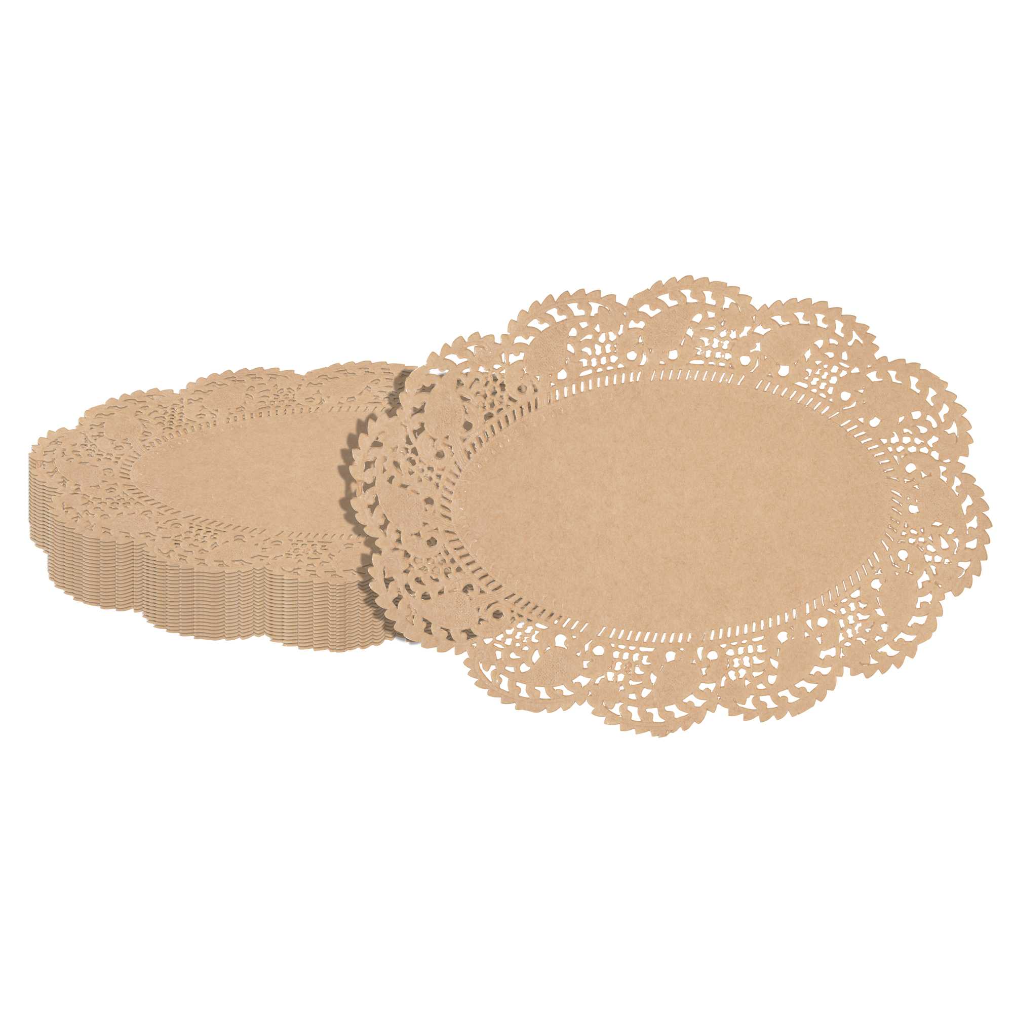 Pastry Tek Oval Kraft Paper Doilies - Lace - 9" x 6 1/2" - 100 count box