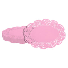 Pastry Tek Oval Pink Paper Doilies - Lace - 9