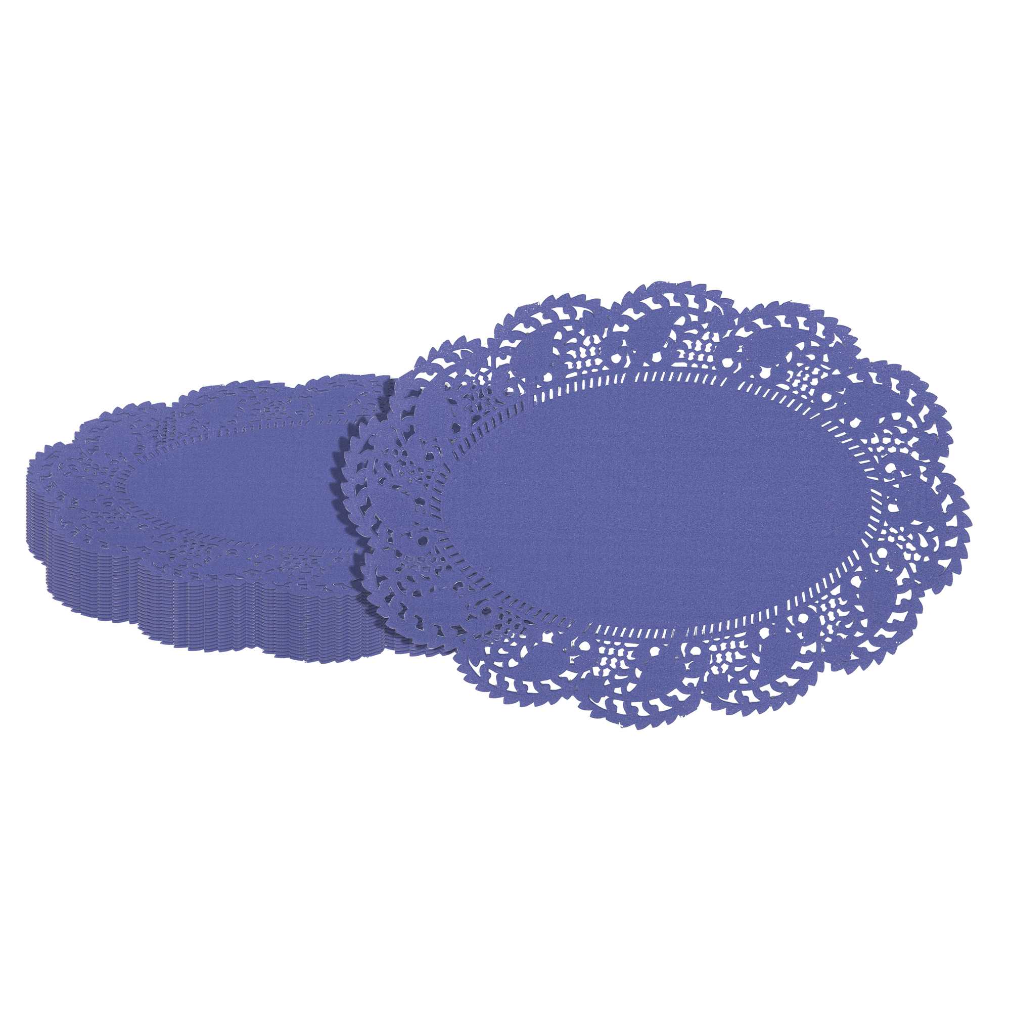 Pastry Tek Oval Purple Paper Doilies - Lace - 9" x 6 1/2" - 4000 count box