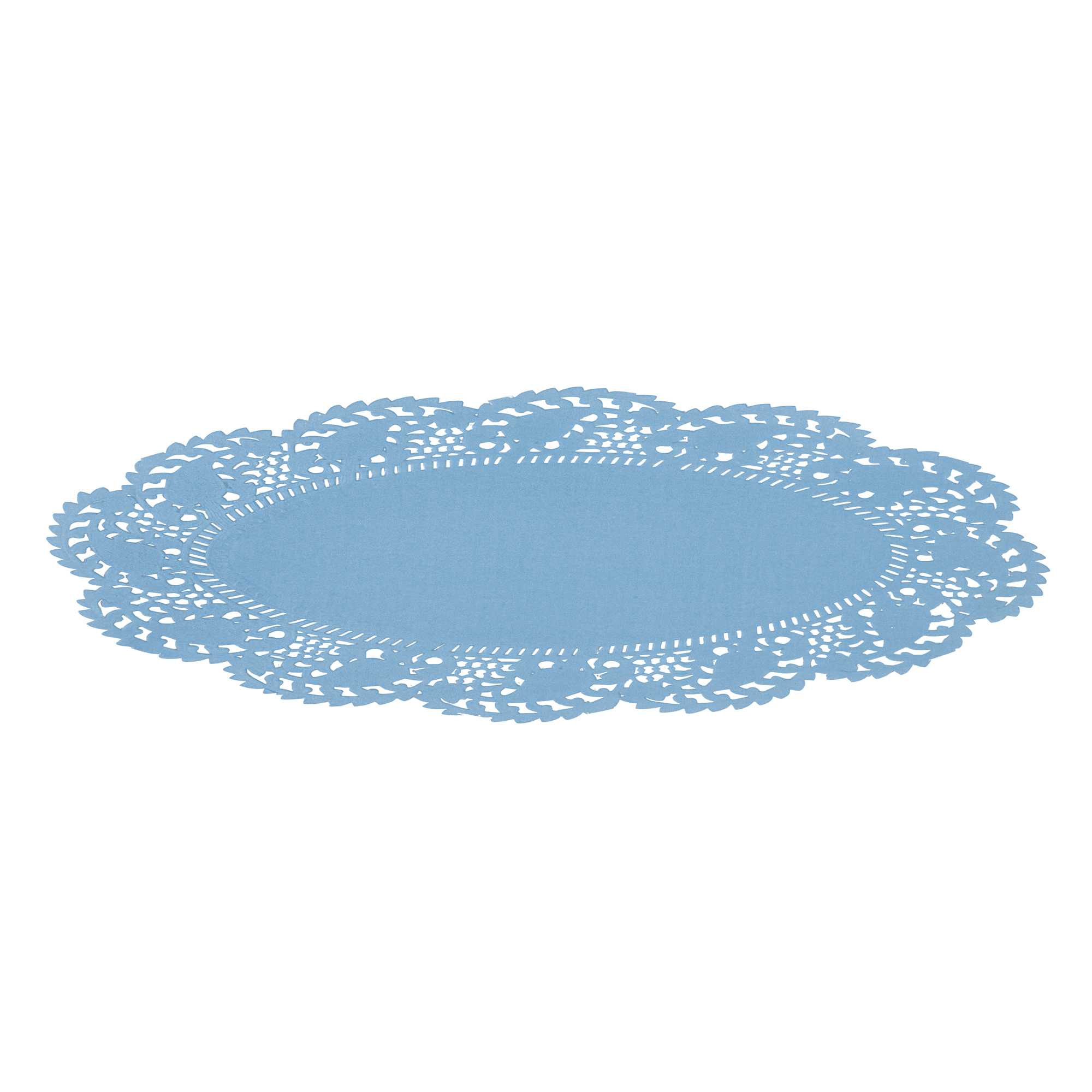 Pastry Tek Oval Sky Blue Paper Doilies - Lace - 9" x 6 1/2" - 100 count box