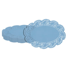 Pastry Tek Oval Sky Blue Paper Doilies - Lace - 9
