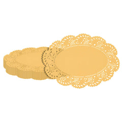 Pastry Tek Oval Orange Paper Doilies - Lace - 9