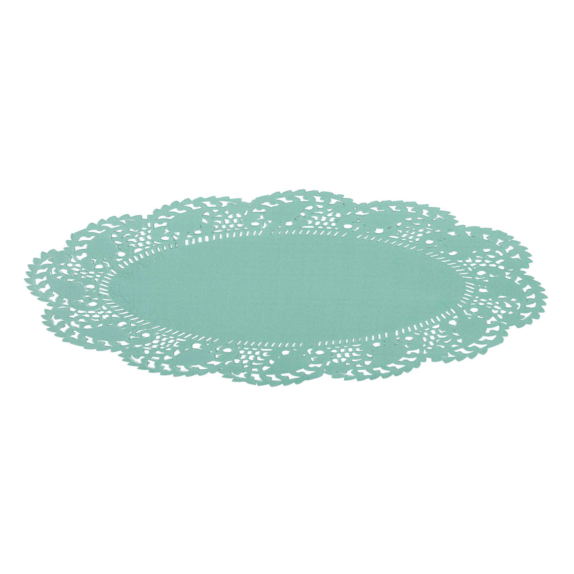 Pastry Tek Oval Teal Paper Doilies - Lace - 9" x 6 1/2" - 4000 count box