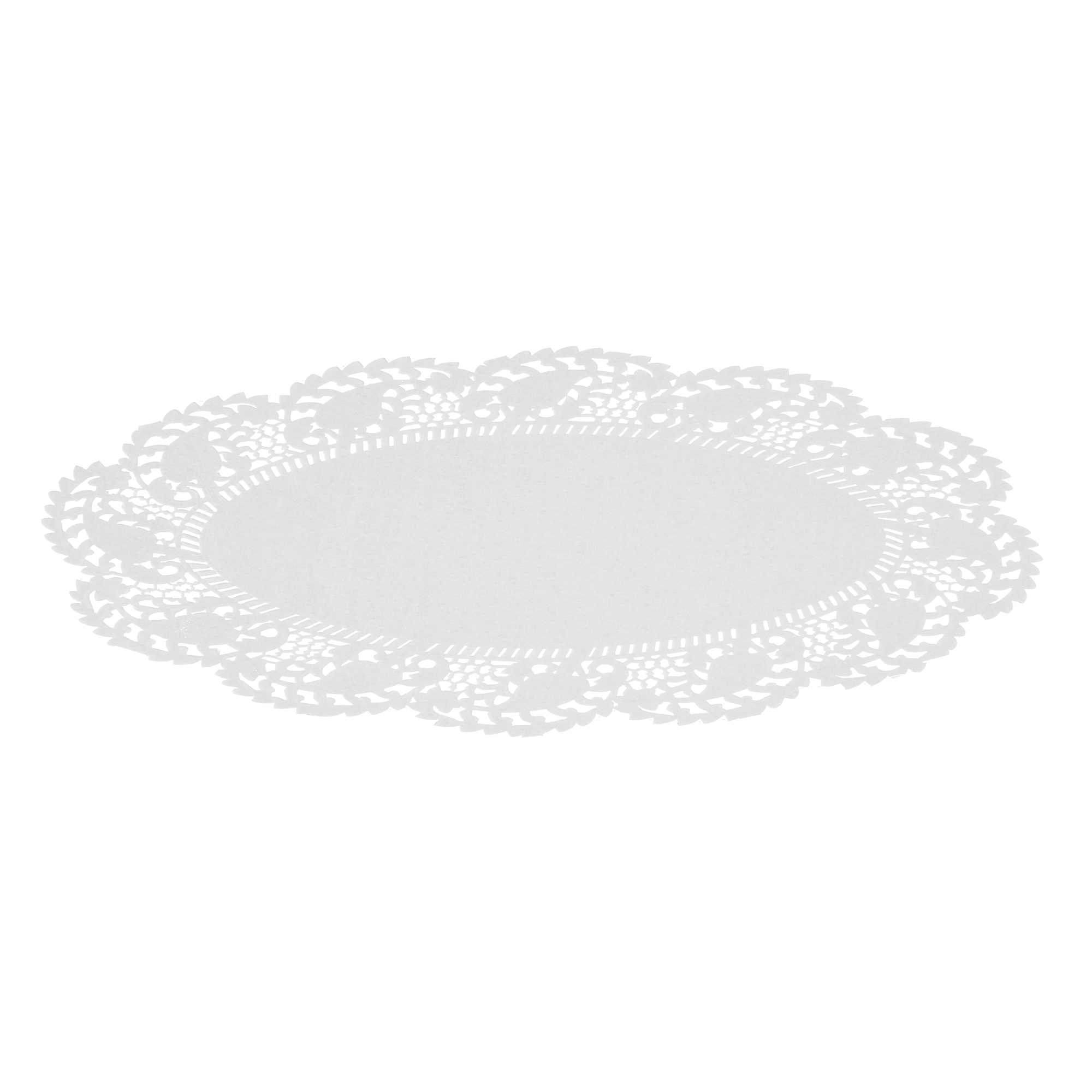 Pastry Tek Oval White Paper Doilies - Lace - 9" x 6 1/2" - 100 count box