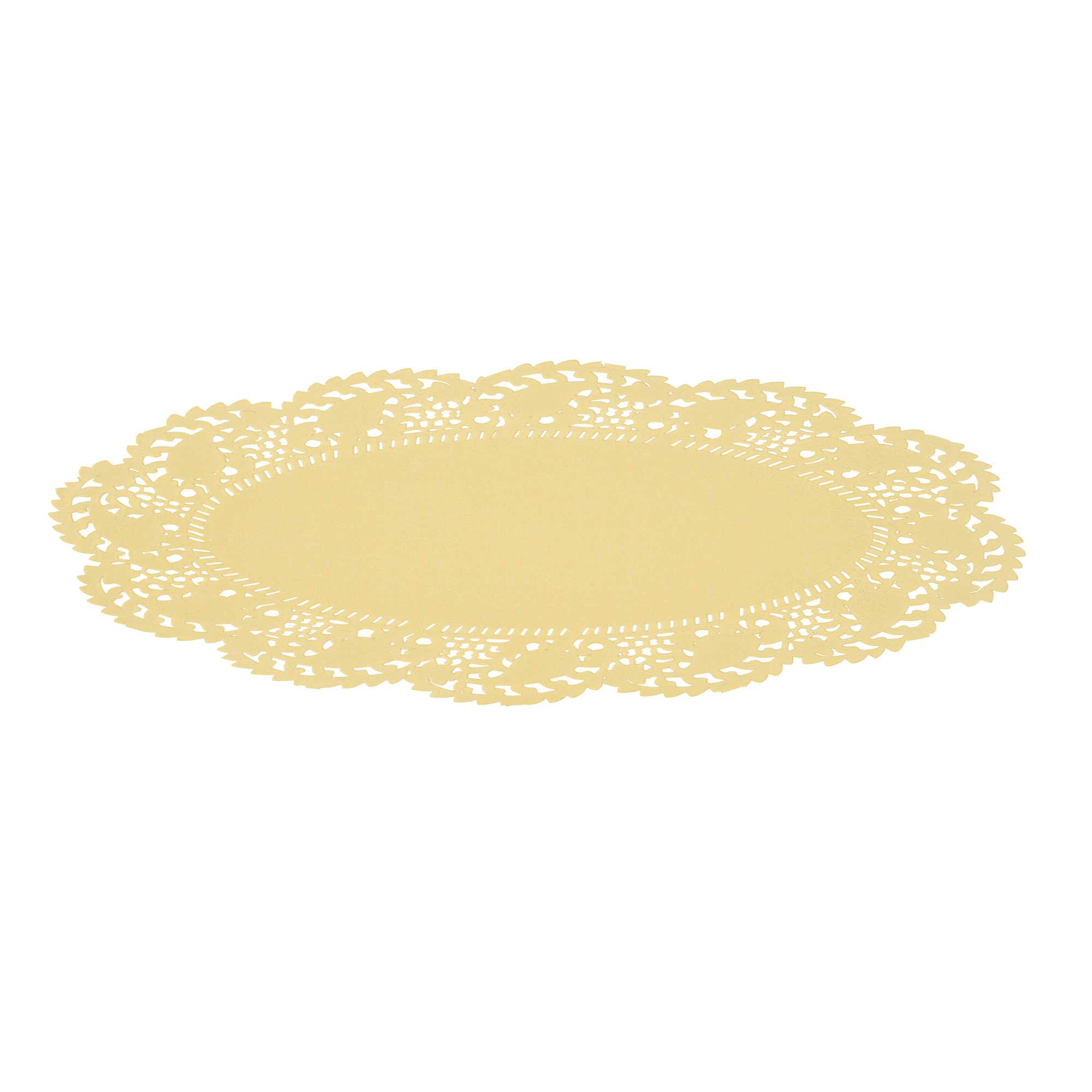 Pastry Tek Oval Yellow Paper Doilies - Lace - 9" x 6 1/2" - 100 count box