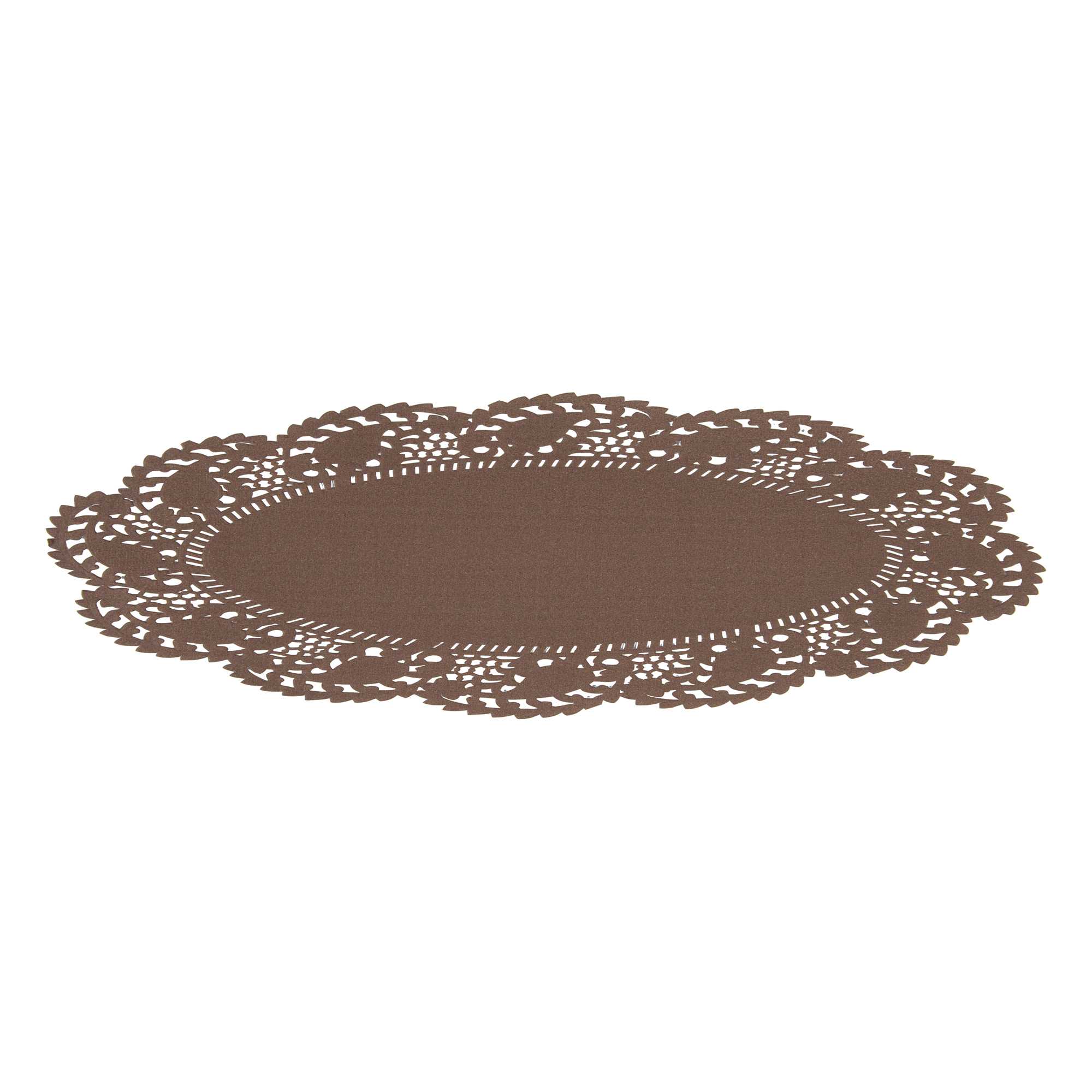 Pastry Tek Oval Brown Paper Doilies - Lace - 10 1/2" x 6 1/2" - 4000 count box