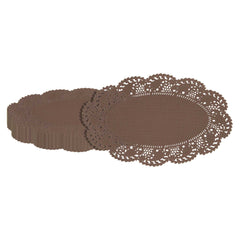 Pastry Tek Oval Brown Paper Doilies - Lace - 10 1/2