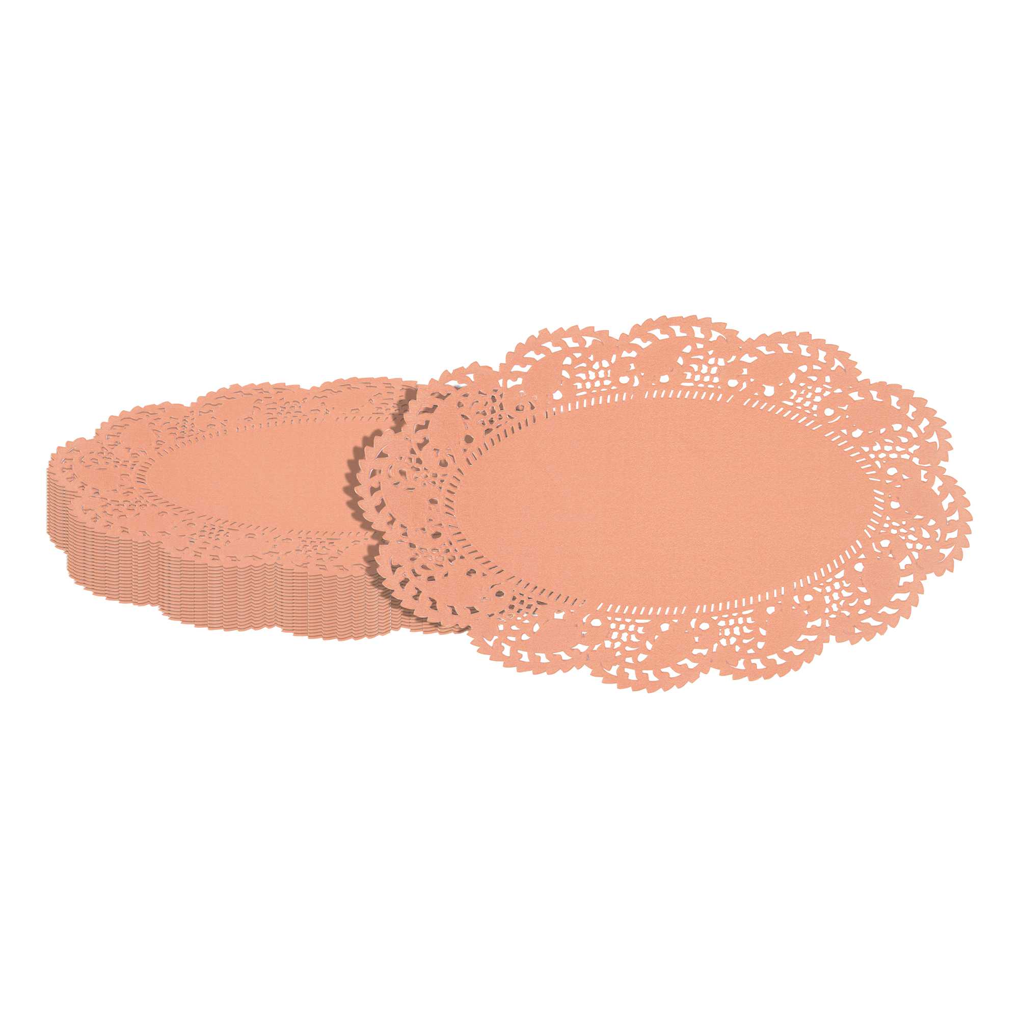 Pastry Tek Oval Coral Paper Doilies - Lace - 10 1/2" x 6 1/2" - 100 count box
