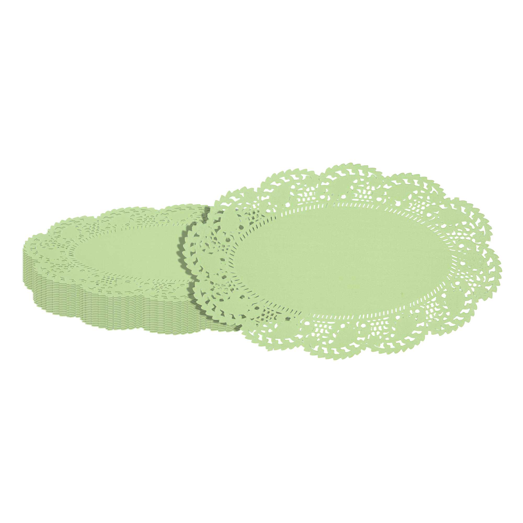 Pastry Tek Oval Green Paper Doilies - Lace - 10 1/2" x 6 1/2" - 4000 count box