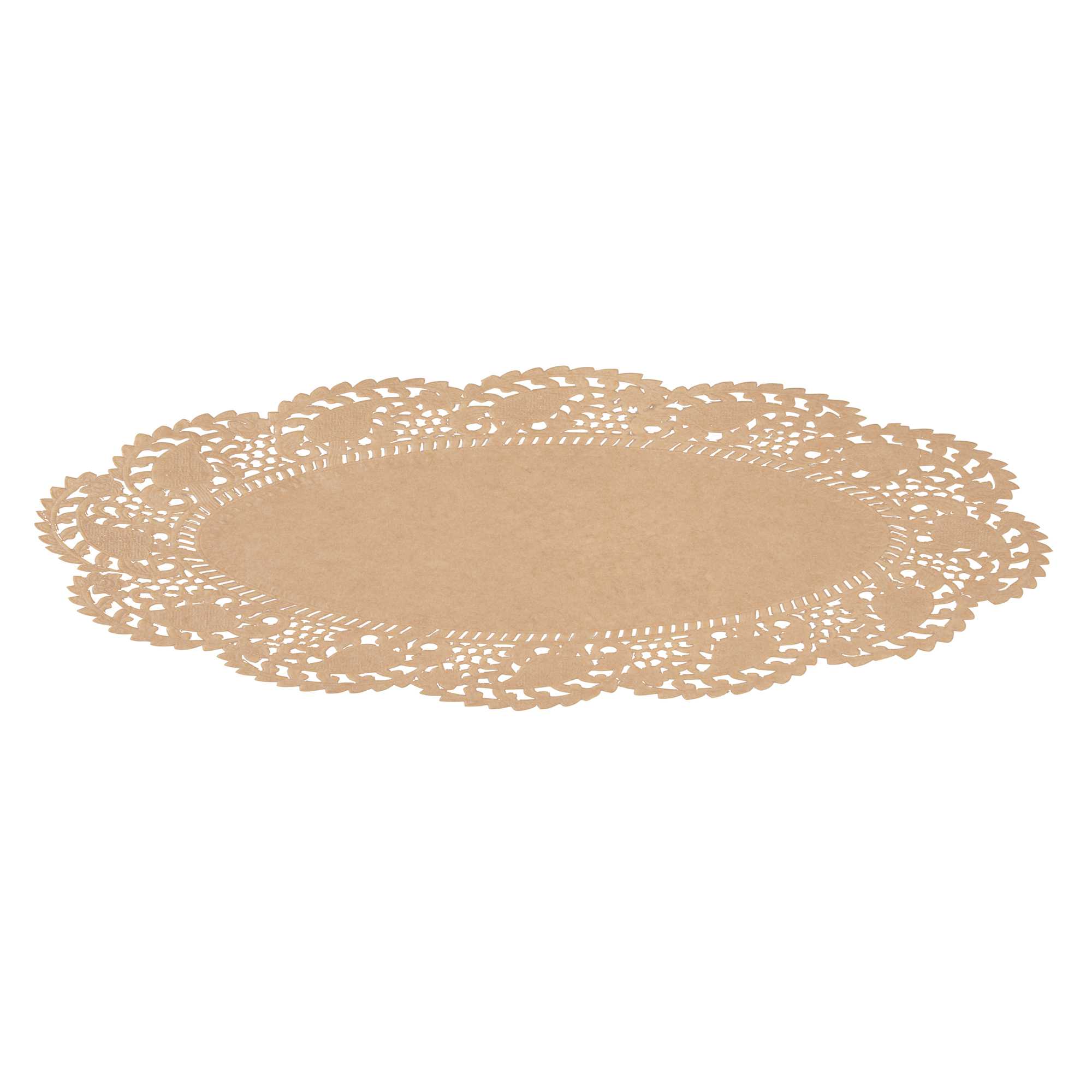 Pastry Tek Oval Kraft Paper Doilies - Lace - 10 1/2" x 6 1/2" - 100 count box