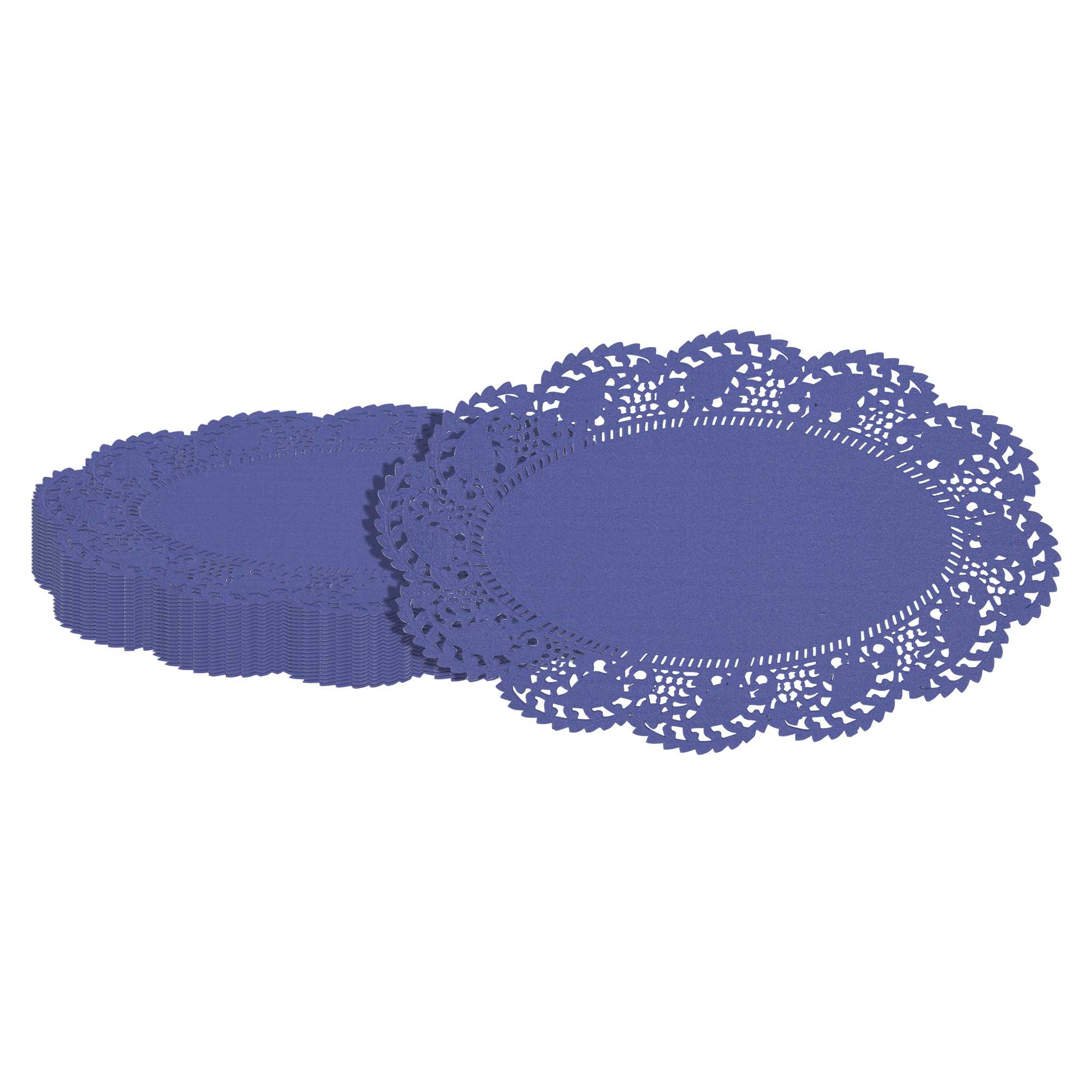 Pastry Tek Oval Purple Paper Doilies - Lace - 10 1/2" x 6 1/2" - 4000 count box