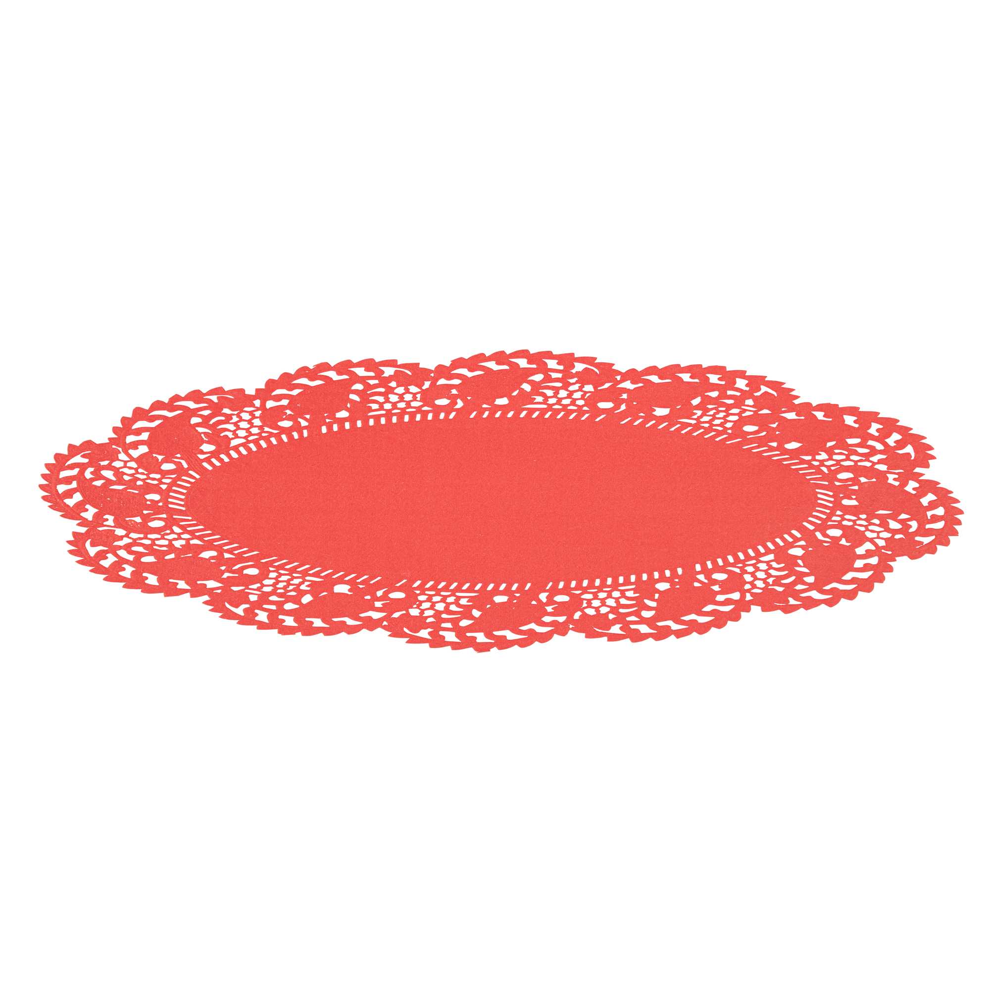 Pastry Tek Oval Red Paper Doilies - Lace - 10 1/2" x 6 1/2" - 100 count box