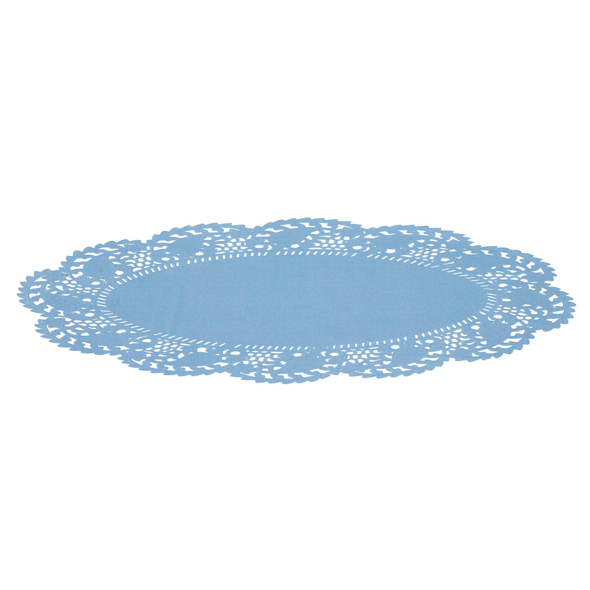 Pastry Tek Oval Sky Blue Paper Doilies - Lace - 10 1/2" x 6 1/2" - 100 count box