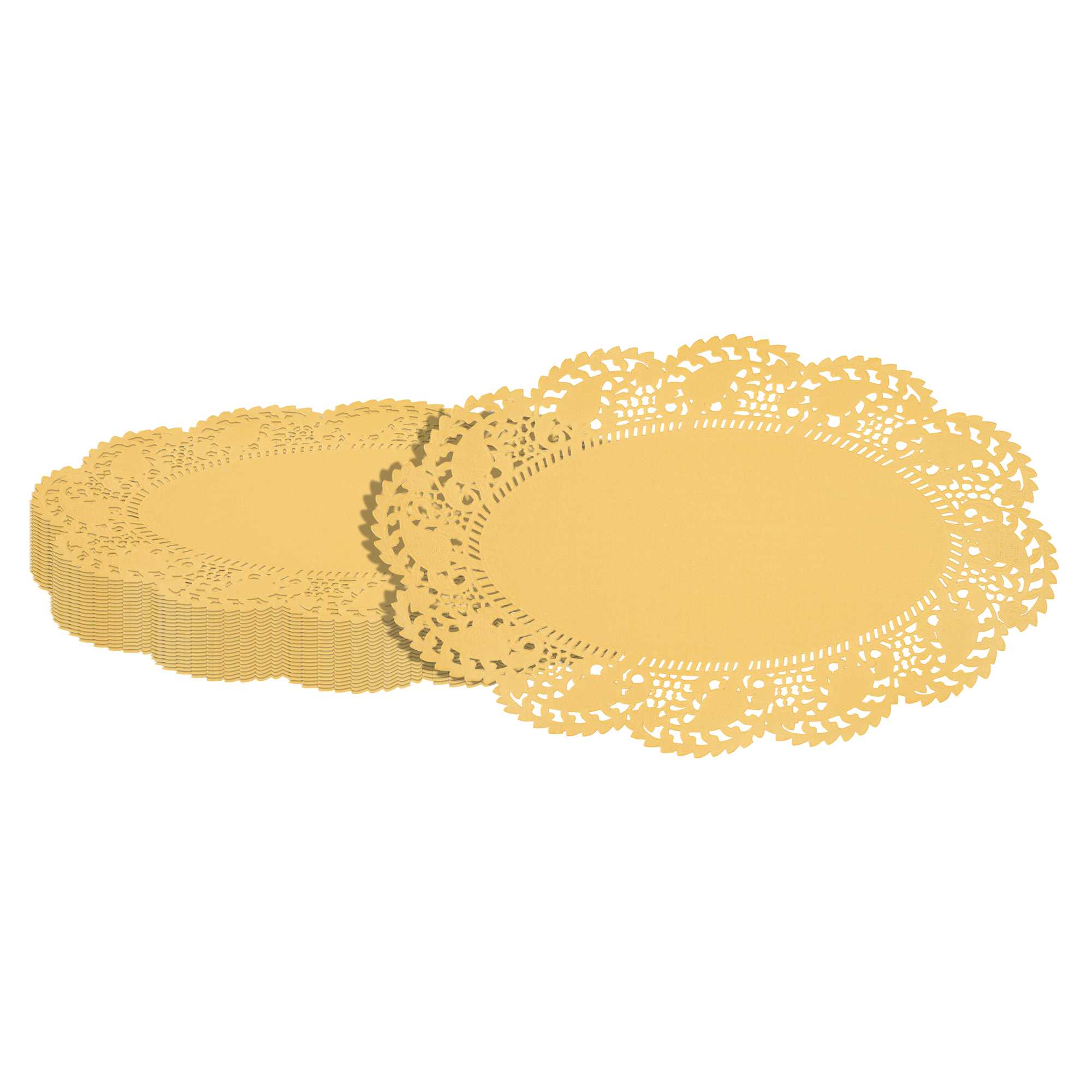 Pastry Tek Oval Orange Paper Doilies - Lace - 10 1/2" x 6 1/2" - 100 count box