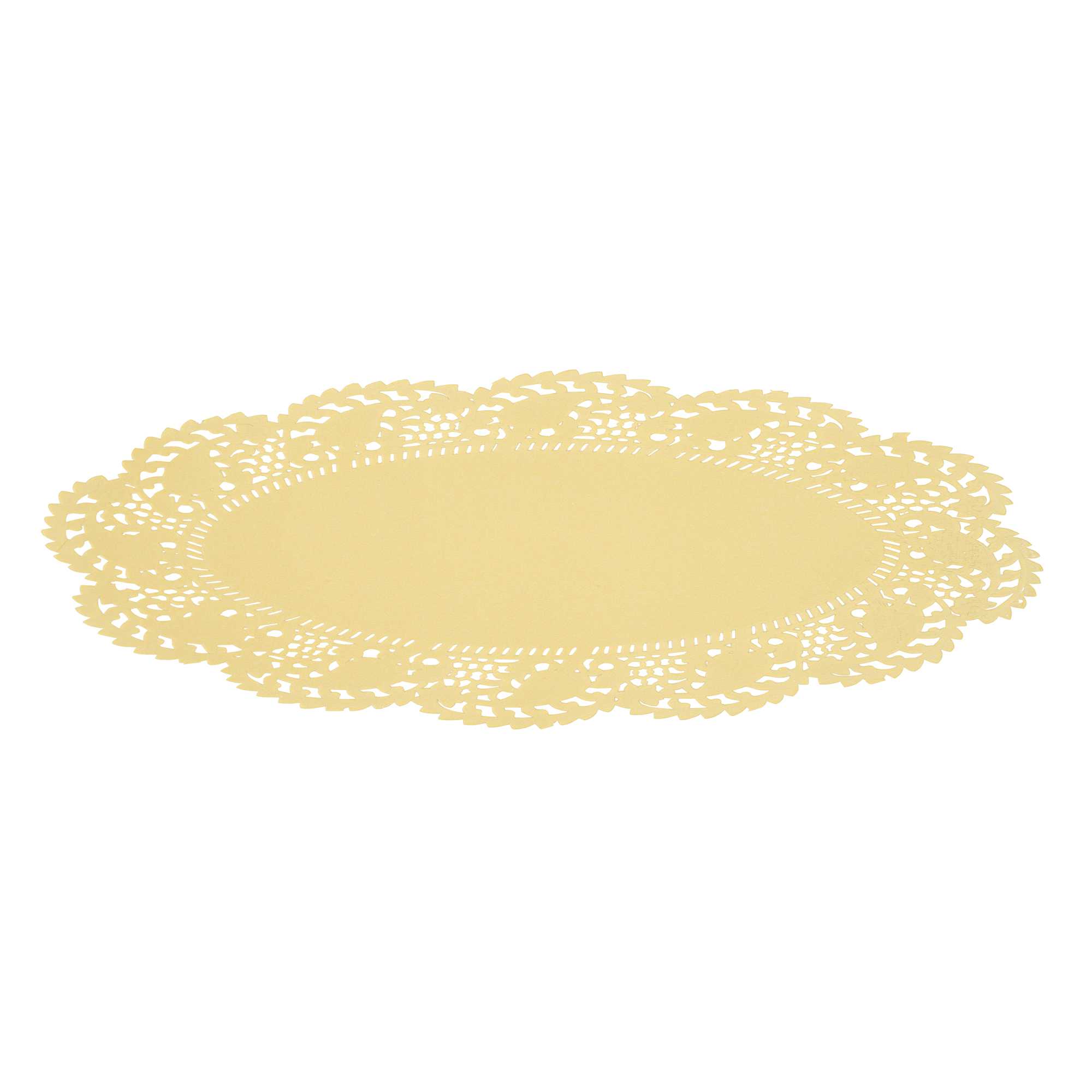 Pastry Tek Oval Yellow Paper Doilies - Lace - 10 1/2" x 6 1/2" - 100 count box