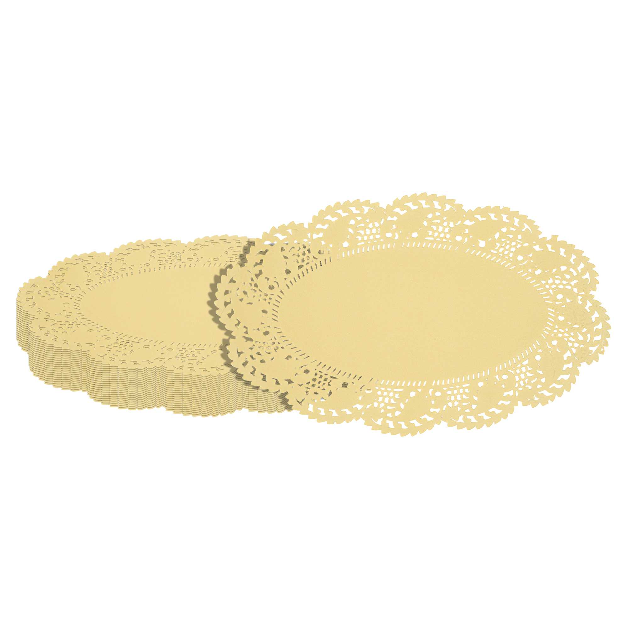 Pastry Tek Oval Yellow Paper Doilies - Lace - 10 1/2" x 6 1/2" - 100 count box