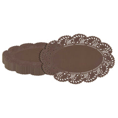 Pastry Tek Oval Brown Paper Doilies - Lace - 12 1/2