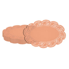 Pastry Tek Oval Coral Paper Doilies - Lace - 12 1/2